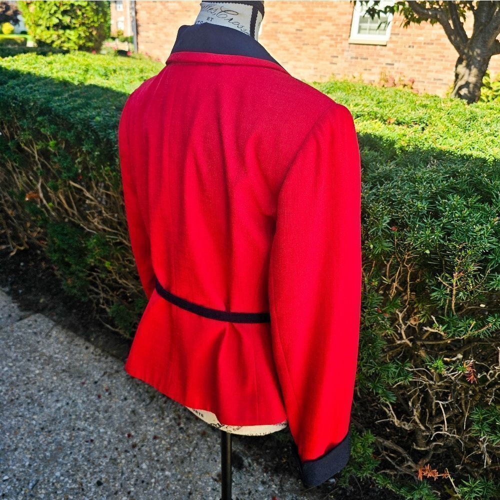 VTG Kasper A.S.L Petite Red & Navy Blue Chic Blazer. - Picture 11 of 15